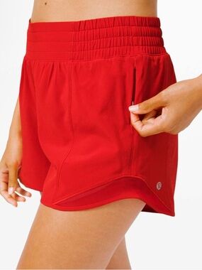 lululemon Hotty Hot High-Rise Long 4" Shorts - Dark Red